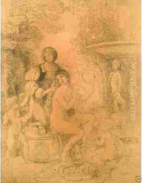 Dessin A La Mine De Plomb Sur Velin Beige Oil Painting by Armand Point