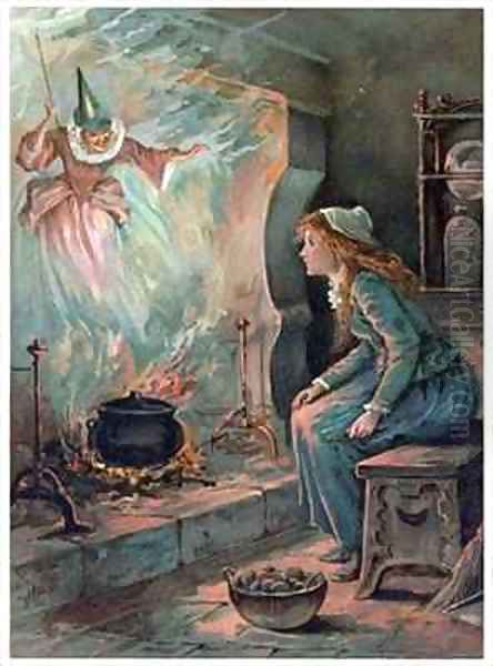 Cinderella and the Fairy Godmother Oil Painting by Ambrose Dudley