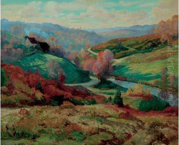 Paysage, Vue Du Pont Charraud (pont Sur La Sedelle Pres De Crozant) Oil Painting by Armand Point