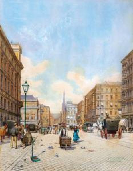 Karntner Strase Oil Painting by Franz Poledne