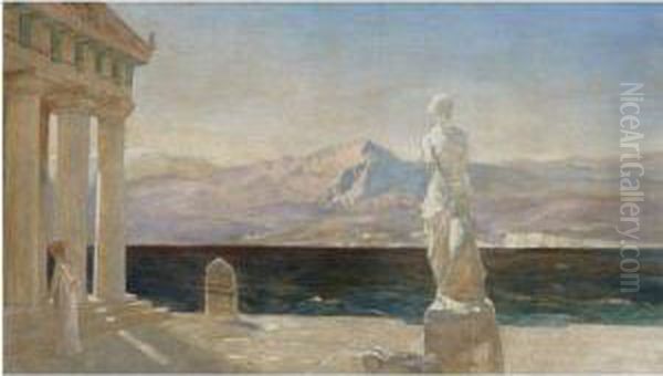 Classical Landscape, A Design For The Opera Prizraki Ellady Oil Painting by Vasily Polenov