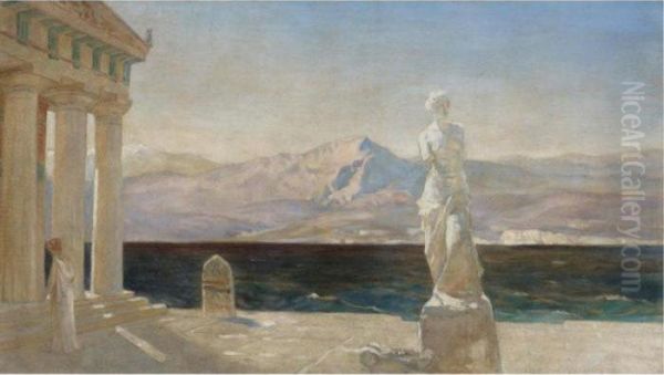 Classical Landscape, A Design For The Opera Prizraki Elladyi (ghosts Of Hellas) Oil Painting by Vasily Polenov