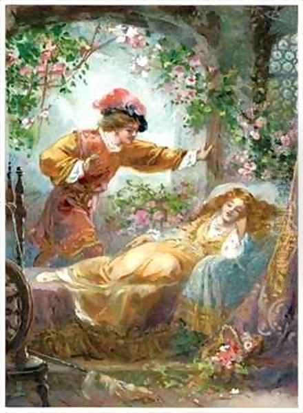 The Prince finds the Sleeping Beauty Oil Painting by Ambrose Dudley