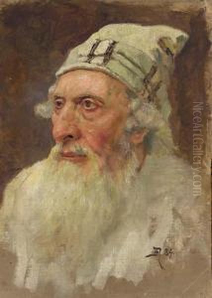 Portrait Of An Old Jewish Man Oil Painting by Vasily Polenov