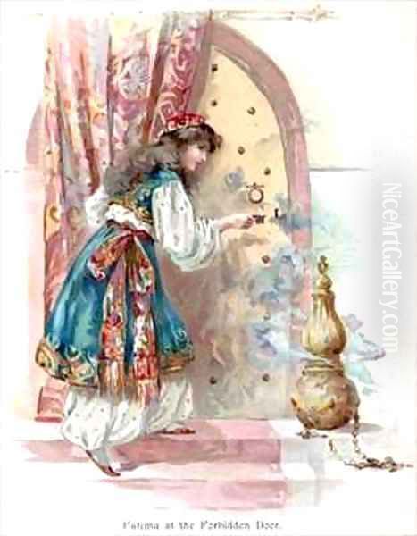 Fatima at the Forbidden Door Oil Painting by Ambrose Dudley