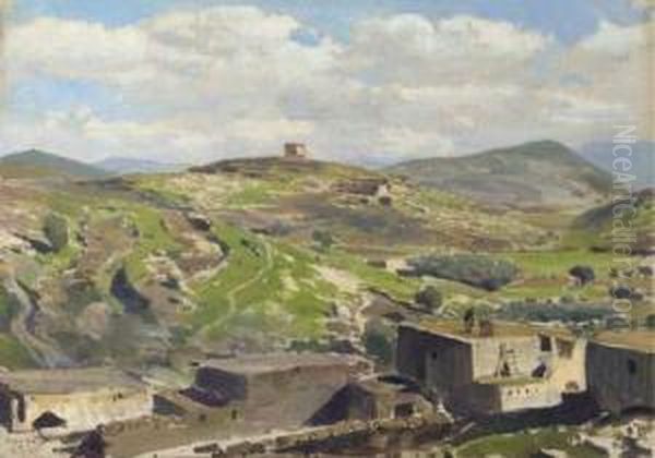 View Of Nazareth Oil Painting by Vasily Polenov