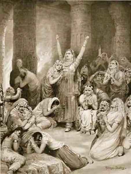 The Rajput ceremony of Jauhar holocaust Oil Painting by Ambrose Dudley