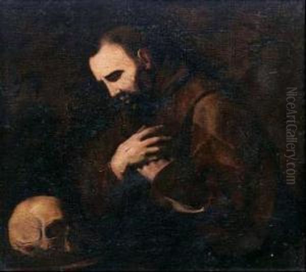 San Francesco In Meditazione Oil Painting by Polidoro Da Caravaggio (Caldara)