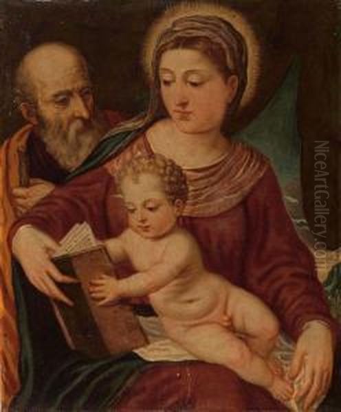 Sacra Famiglia Oil Painting by Polidoro Lanzani (see Polidoro Da Lanciano)