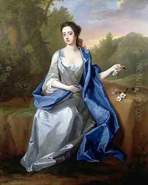 Portrait of a lady thought to be Elizabeth Duchess of Beaufort Oil Painting by Michael Dahl