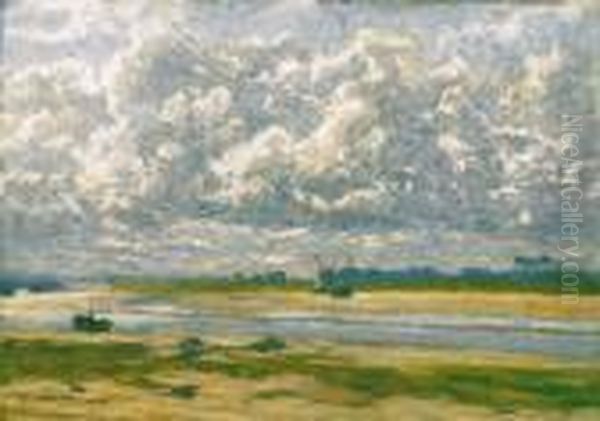 Wind-blown Clouds In Bretagne Oil Painting by Hugo Poll