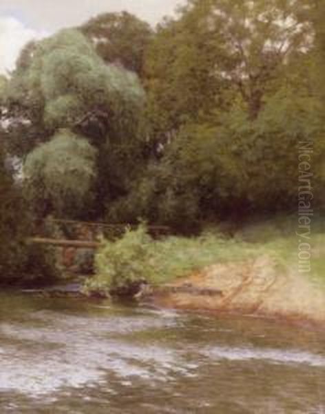 Park With A Bridge Oil Painting by Hugo Poll