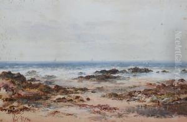 A Shore Scene, Possibly In North Wales Oil Painting by Albert Pollitt