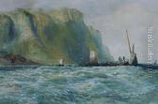 Coastal Scene With Various Shipping Oil Painting by Albert Pollitt