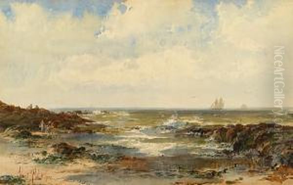 A Breezy Morning Near Cemaes, Anglesey Oil Painting by Albert Pollitt