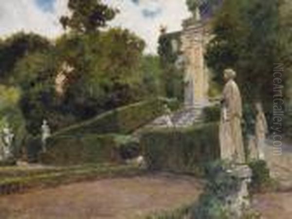 Scorcio Di Parco Oil Painting by Carlo Pollonera