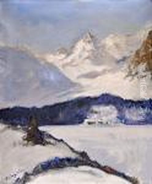 Pohlad Na Strbske Pleso Oil Painting by Karol Polonyi