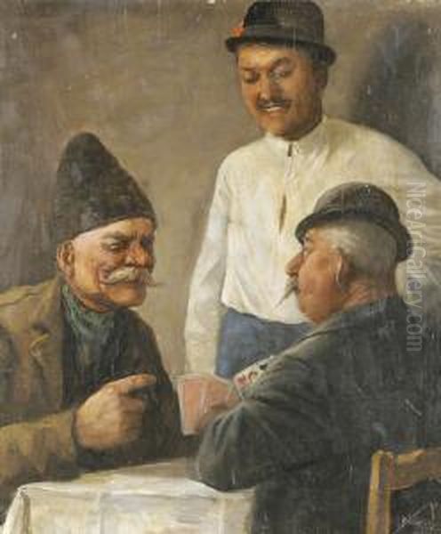 Kartyazok Oil Painting by Tibor Polya