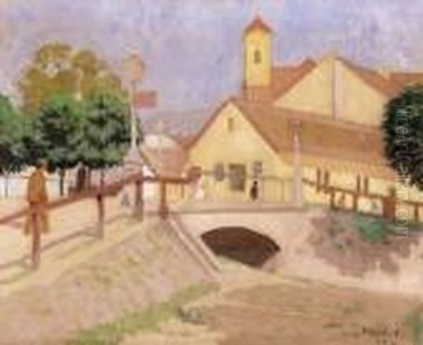 Szentendre Oil Painting by Tibor Polya