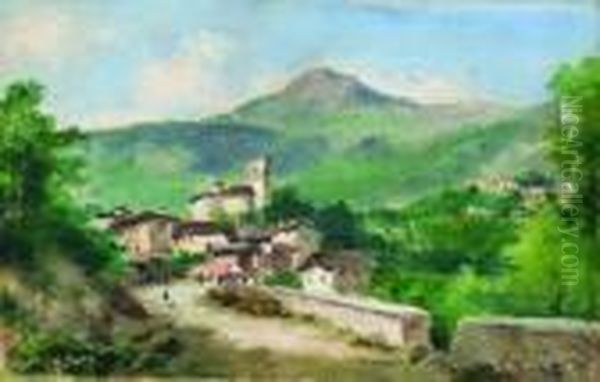 Veduta Di Borgo Montano Oil Painting by Silvio Poma