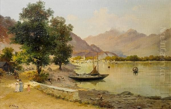 Feriolo, On Lake Maggiore Oil Painting by Silvio Poma