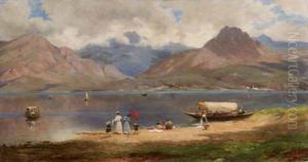 Passeggiata Sul Lago Oil Painting by Silvio Poma