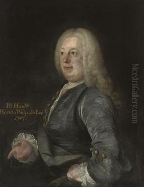 Portrait Of Horatio Walpole, 1st
 Baron Walpole Of Wolterton(1678-1757), Half-length, In A Blue Coat Oil Painting by Arthur Pond