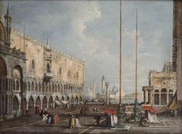 La Piazzetta Et Le Palais Des Doges A Venise Oil Painting by Giuseppe Ponga