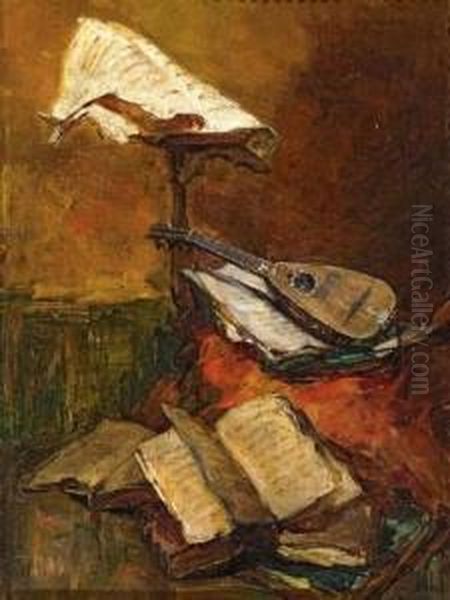 Attributs De La Musique. Oil Painting by Aime Ponson