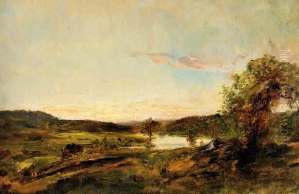 Un Soir Sur L'etang De Cernay Oil Painting by Raphael Luc Ponson