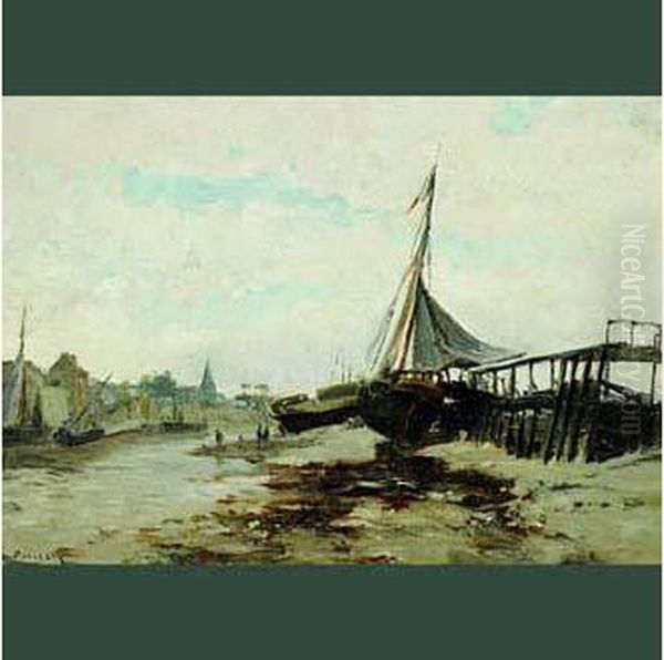 La Touque A Trouville Oil Painting by Raphael Luc Ponson