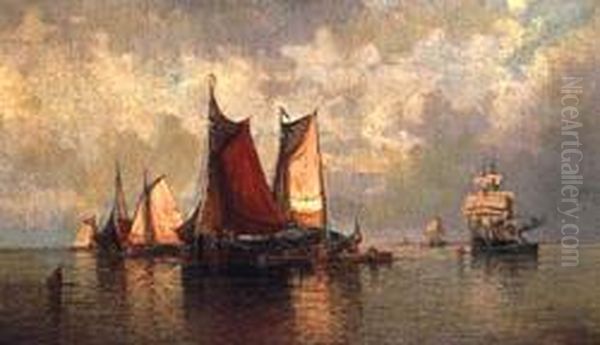 Fishing Boats, Ostend Oil Painting by Raphael Luc Ponson