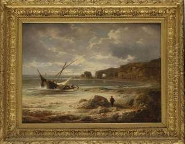 L'arrivee Des Pecheurs Sur La Cote by Antoine Ponthus-Cinier