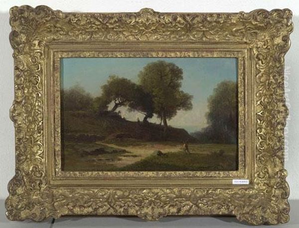 Landschaft Mit Bauer. Oil Painting by Antoine Ponthus-Cinier