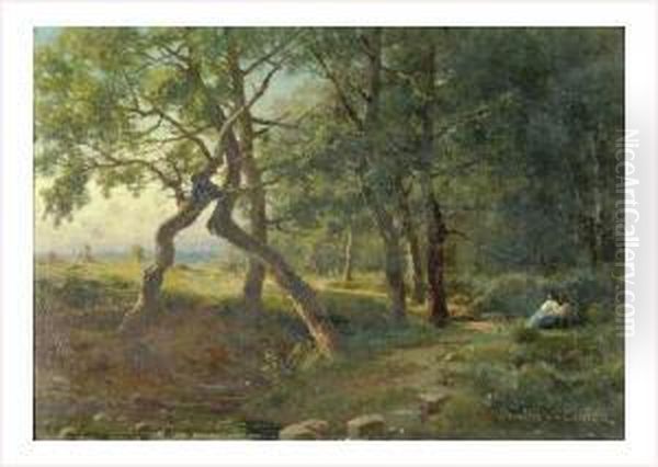 Lisiere De Bois A Chaponost Oil Painting by Antoine Ponthus-Cinier