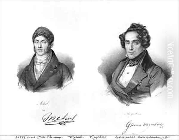 Etienne Mehul 1763-1817 and Giacomo Meyerbeer 1791-1864 Oil Painting by Francois Seraphin Delpech