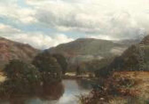 'the Church Pool, River Conway, 
Betws-y-coed' 'j Poole 1850' (lower Left) And Inscribed On A Label Verso Oil Painting by James Poole