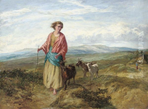 The Goat Herder's Daughter Oil Painting by Paul Falconer Poole