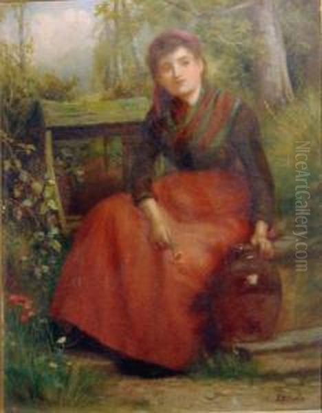 Girl Seated By A Well Oil Painting by Paul Falconer Poole