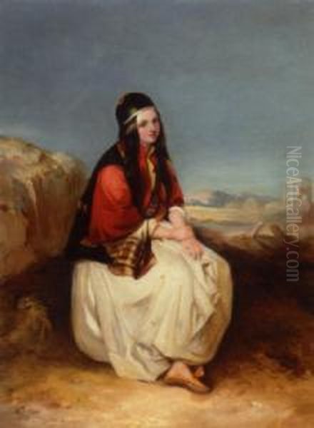 Lady In A Greek Landscape Oil Painting by Paul Falconer Poole