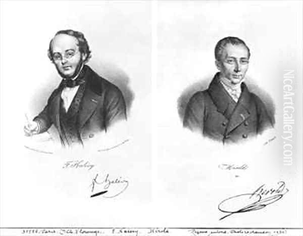 Jacques Fromental Halevy 1799-1862 and Ferdinand Herold 1791-1833 Oil Painting by Francois Seraphin Delpech