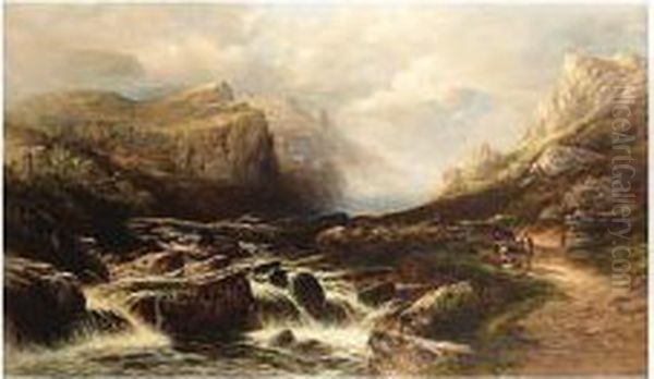 Autumn In The Valley, Signed, Titled On The Reverse Oil Painting by Henry Martin Pope