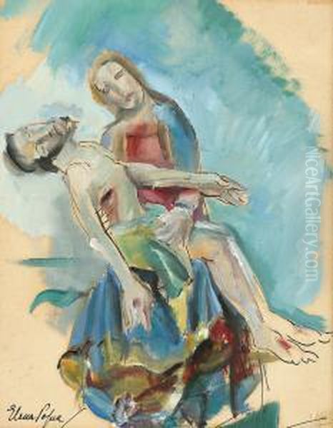 Pieta Oil Painting by Elena Popea