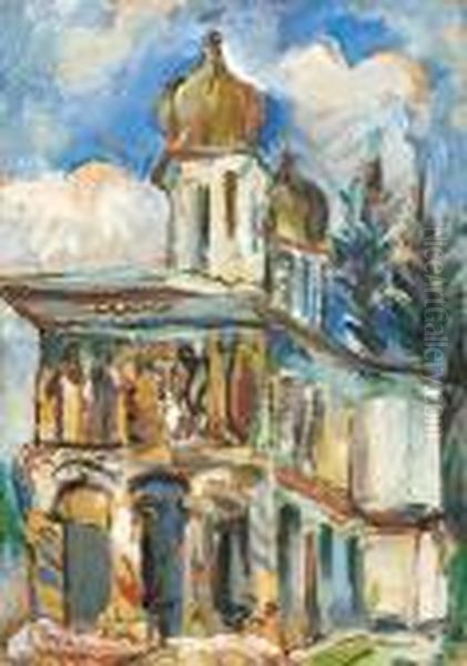 Church From Campulung-muscel Oil Painting by Elena Popea