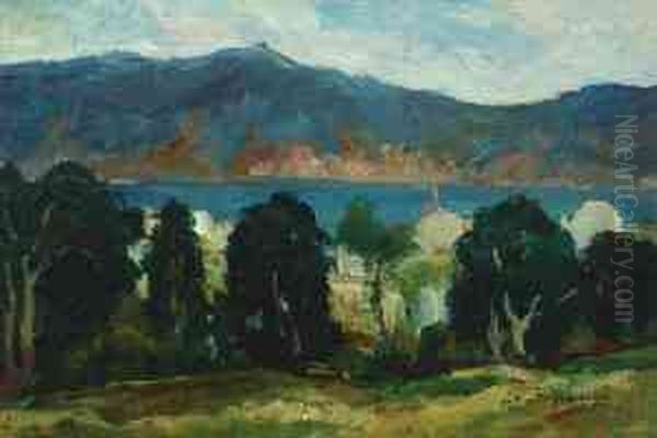 Landscape Frommaroc (the Bin Elouidane Lake) Oil Painting by Stefan Popescu