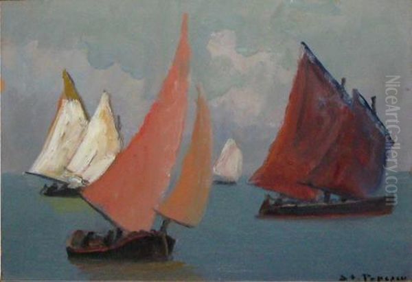 Ambarcatiuni In Bretagne Oil Painting by Stefan Popescu