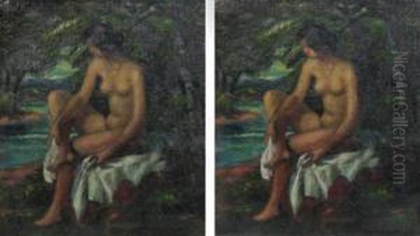 Bathing Oil Painting by Stefan Popescu