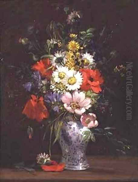 Still life with flowers in a vase 2 Oil Painting by Louise Darru