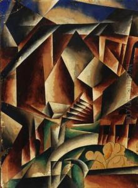 Fabrika Iaschikov (the Box Factory) Oil Painting by Lyubov Popova