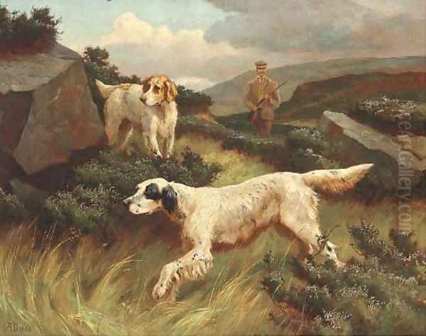 Setters on the point Oil Painting by Alfred Duke